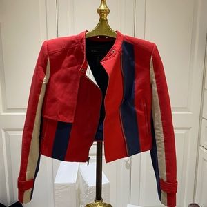 Bcbg red and blue jacket as new